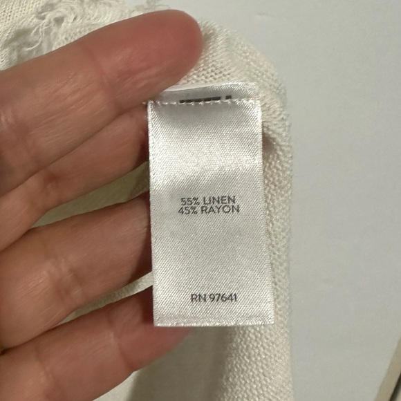 Linen blend J. Jill  cardigan & top  fringed sleeves size large set - Picture 6 of 7